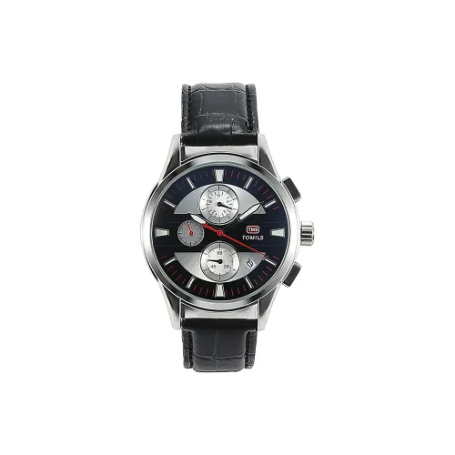 TOMILS Кварцевый механизм ремень из натуральной кожи унисекс черный циферблат