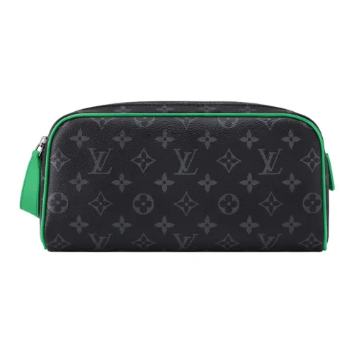 LOUIS VUITTON Dopp Kit Покрытый холст Туалетная сумка Сумка для макияжа Мужская Черная и Зеленая