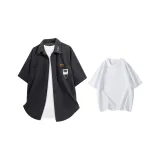 Чёрный Серый + [Белая футболка 260 г]