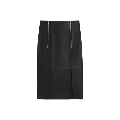 Hugo Boss Черные Женские Кожаные Длинные Юбки