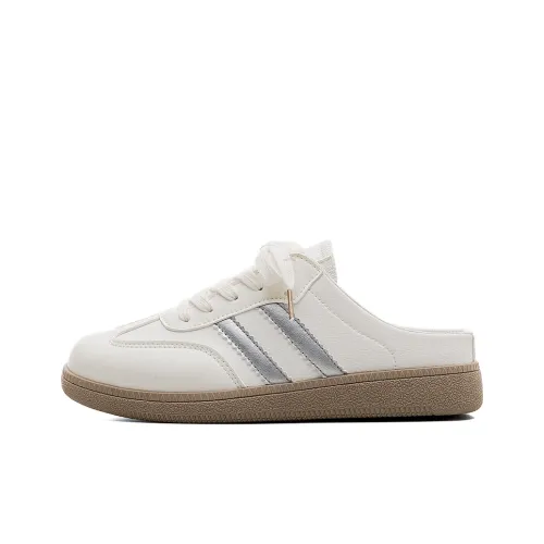 HUANQIU ПВХ Поливинилхлорид Резиновая подошва Устойчивая к истиранию Противоскользящая Домашние тапочки Женские Бежевый Серебряный