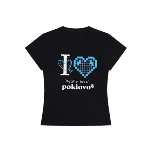 IUNOP Сердце Принт Облегающий крой Короткий рукав Горячая девушка Укороченный топ Женские