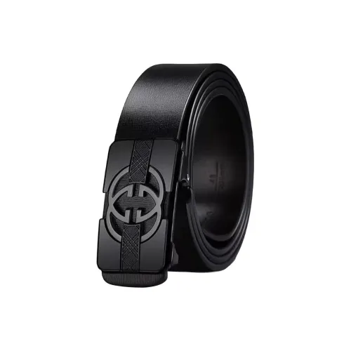 PISHUSHU Ремни из коровьей кожи Мужские Черные с металлической пряжкой Ширина 3,5 см