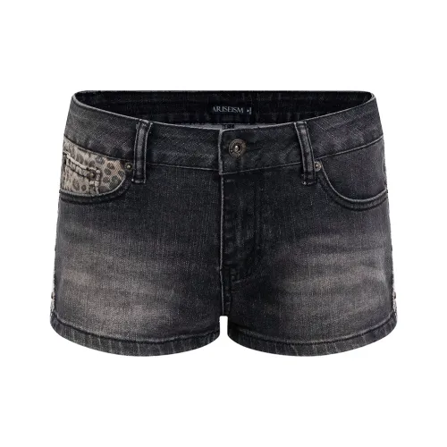 Ariseism Черные и с леопардовым принтом Женские джинсовые шорты