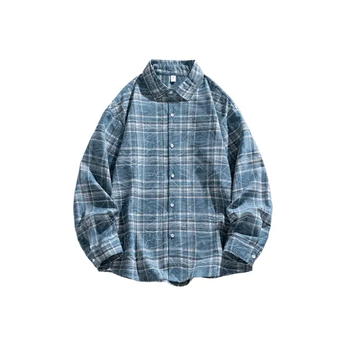 YICHEN Джинсовая синяя унисекс рубашка