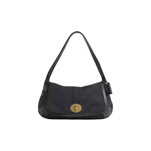 COACH Ergo Кожа Сумка на плечо Большая Женская Черная