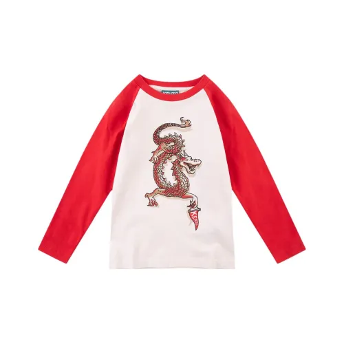 KENZO T-рубашка Детская одежда Год дракона Хлопок T-рубашка Кремовая Детская
