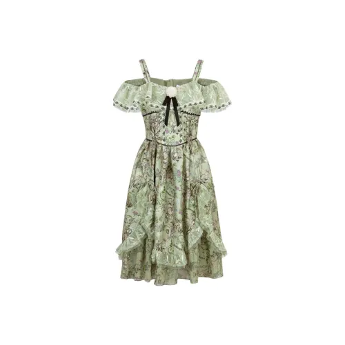 LULUALWAYS Green Женские Короткие Платья с Рукавами