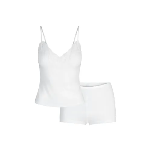 SKIMS SS25 Прозрачный Хлопок Кружево CAMI и Короткий Комплект Повседневный Костюм Женские