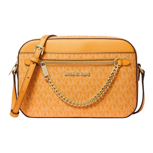 MICHAEL KORS Jet Set Покрытый холст Сумка через плечо Большая Женская Пузырьки Оранжевый