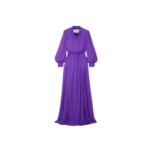 Valentino Длинное платье с длинными рукавами женское фиолетовое