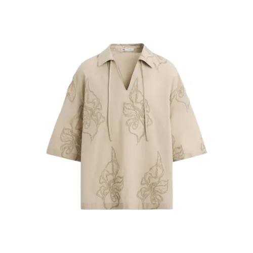 ZARA Коричневый/Темно-Серый Коричневый Мужские Рубашки