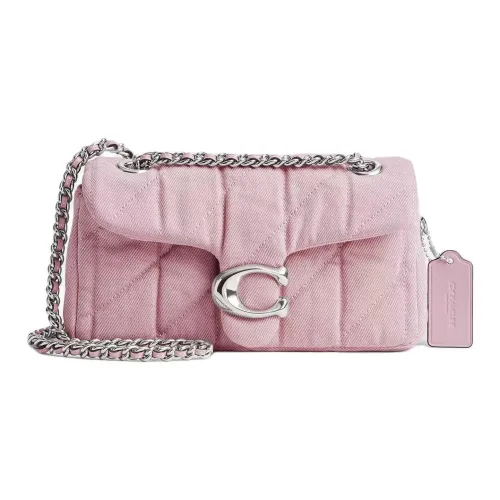 COACH Tabby Лоскутное шитье Деним Сумка через плечо Сумка на плечо Маленькая Женская Светло-фиолетовая