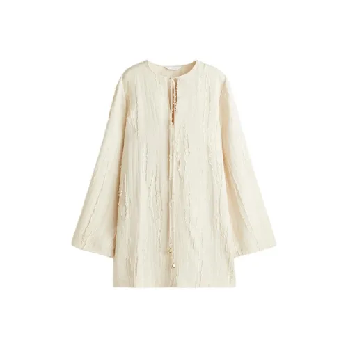 H&M Светло-бежевый Женские Длинные Платья с Рукавами