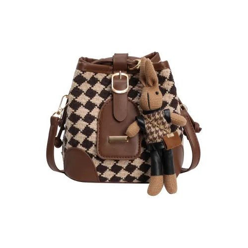 CAREELL Клетчатая ткань Сумка через плечо Стандартная Женская Черная Кофейная