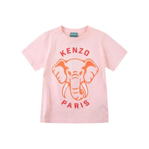KENZO T-рубашка детская одежда с принтом слона розовая