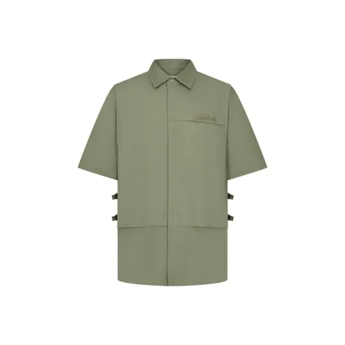 URBAN REVIVO Темно-коричневый Зеленый Мужские Рубашки