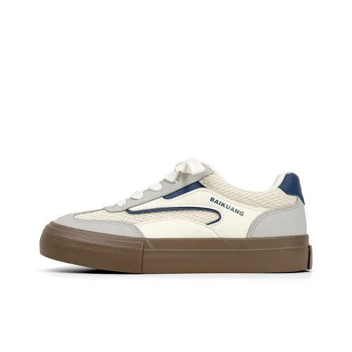 VASIBAEN Амортизация Износостойкие Низкие Кроссовки для Скейтбординга Мужские Бежево-Синие