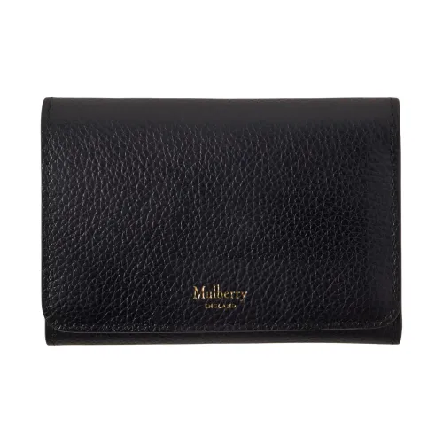 Mulberry Классический Кошелек из крупнозернистой коровьей кожи Маленький Мужской Черный