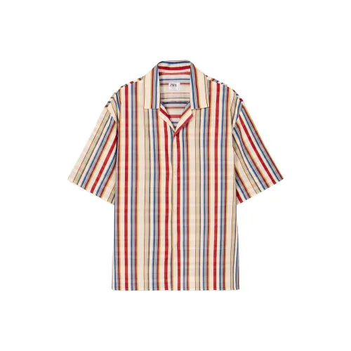 ZARA Телесный/Красный Мужские Рубашки