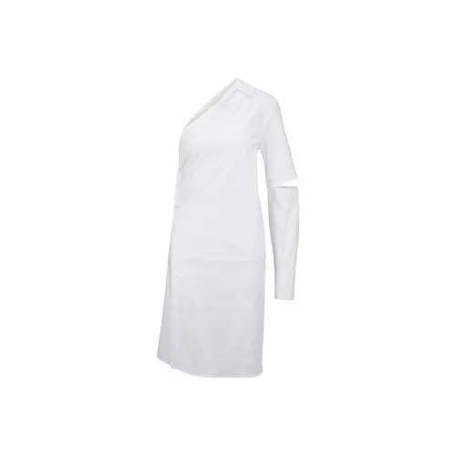 HUGO BOSS Белое Женское Длинное Платье с Рукавами
