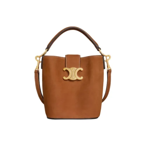 CELINE Коровья кожа Ведрообразная сумка Сумка на одно плечо Мини Женская CAMEL