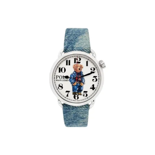 Polo Ralph Lauren Наручные часы Автоматический механический механизм Деним Кожаный ремешок 42 мм Белый циферблат Мужские часы