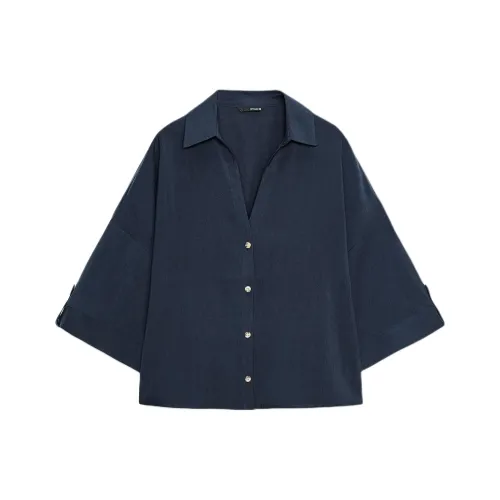 ZARA Морской синий Женские Рубашки