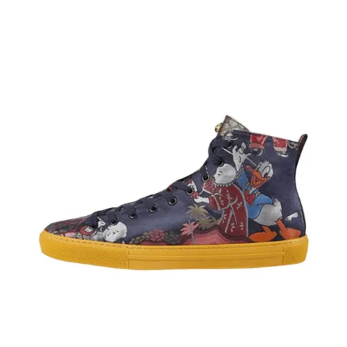 GUCCI Жаккард Высокие Топы Кеды Мужские Темно-синие