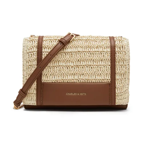 CHARLES KEITH Синтетический материал Сумка через плечо Маленькая женская сумка Рафия Бежевый Коричневый