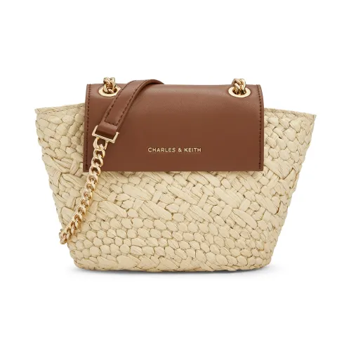 CHARLES KEITH Синтетический материал Сумка через плечо Сумка на плечо Стандартная Женская Естественный Рафия Бежевый Коричневый