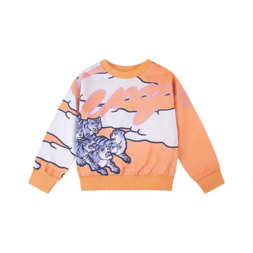 KENZO Kitten С принтом COTTON CREW Длинный рукав Рубашка SS23 Оранжевый Детский