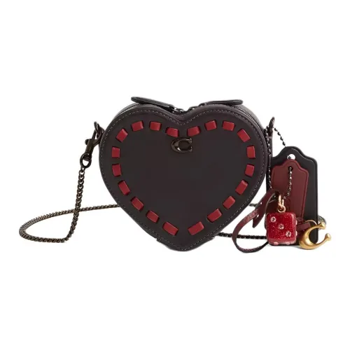 COACH HeartCrossbody Кожа Сумка через плечо Мини Женская Бронза и Черный