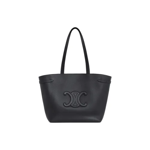 CELINE Cabas Телячья кожа Тоут Сумка Сумка для покупок Сумка на одно плечо Средний размер Женская Черная