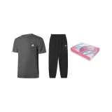 Подарочная коробка комплект [Серый с коротким рукавом + Черные штаны]