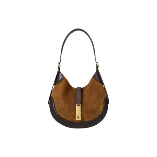 Polo Ralph Lauren Polo ID Замша Сумка через плечо Сумка на плечо Маленькая Женская Коричневая и Темно-Коричневая