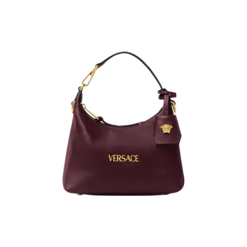 VERSACE Lambskin Hobo Bag Single Shoulder Bag Women's Burgundy