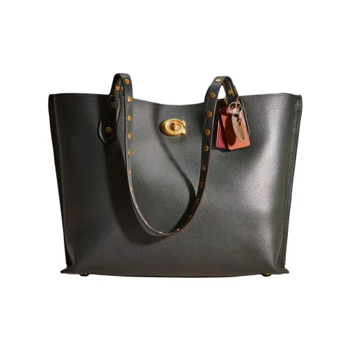 COACH Willow Кожа Тоут Сумка Сумка для покупок Сумка Сумка через плечо Большая Унисекс Латунь Amazon Зеленый