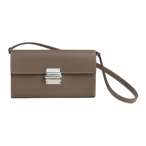 HERMES Charniere Madame Телячья кожа Одно плечо Клатч Женские 18 этуп слоново-серый