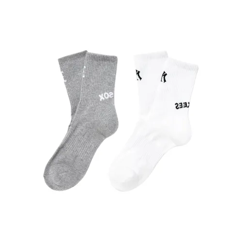 MLB 2 шт Белый+Серый Унисекс MID Носки до икры
