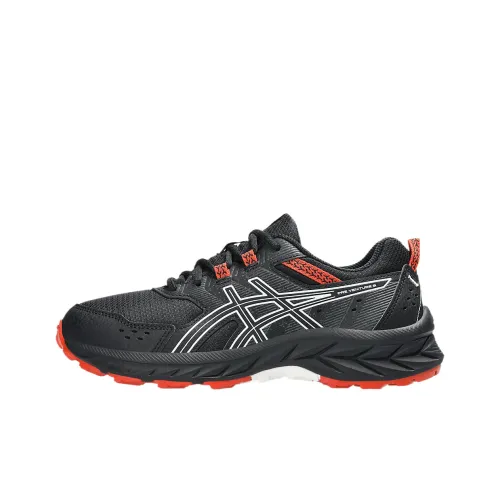 Asics Gel Venture 9 противоскользящие детские беговые кроссовки черного и красного цвета для подростков