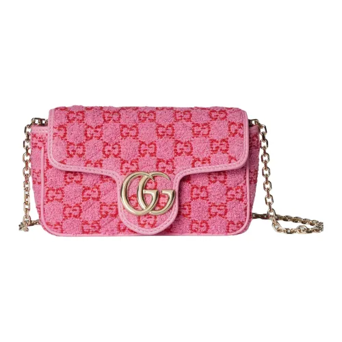 GUCCI Marmont Кожа Сумка через плечо Мини Женская Розовая и Красная