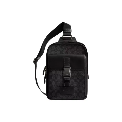 COACH Покрытый холст Sling Сумка Стандартная Мужская Черная