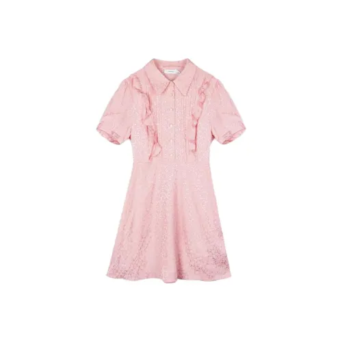 COACH Розовые Женские Короткие Платья с Рукавами