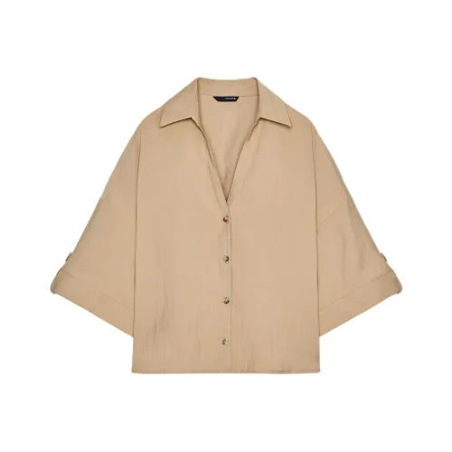 ZARA Средний верблюжий Женские рубашки