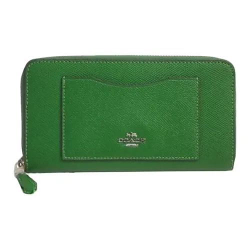 COACH Accordion Zip Wallet Кожа Кошелек Маленький Женский Зеленый