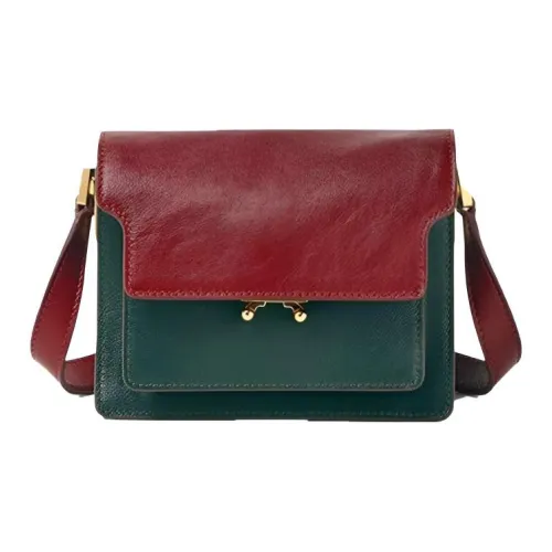 MARNI Основная часть Телячья кожа Аккордеонная сумка Сумка для покупок Сумка через плечо Сумка на плечо Мини Женские Бургунди Яшма