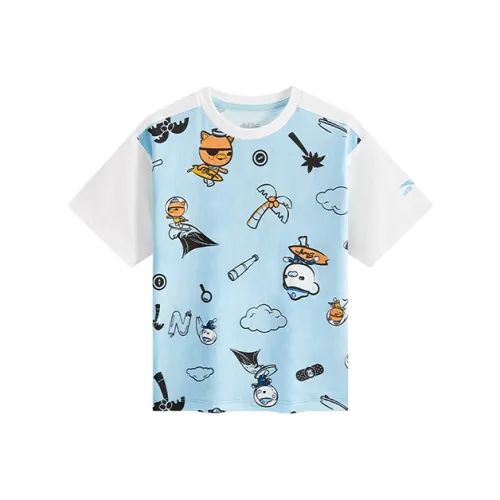 Antakids x HAIDIXIAOZONGDUI LIANMINGKUAN Трендовая серия T-рубашка Qi Yun Синий С принтом по всей поверхности для детей в возрасте 3-7 лет