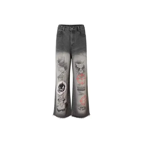 SIL VITIN ☆ Черный Серый ★ Унисекс Джинсы