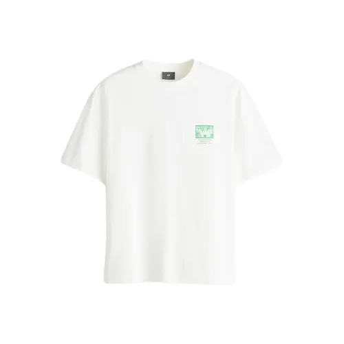 H&M Белый/Зеленый Мужские T-рубашки
